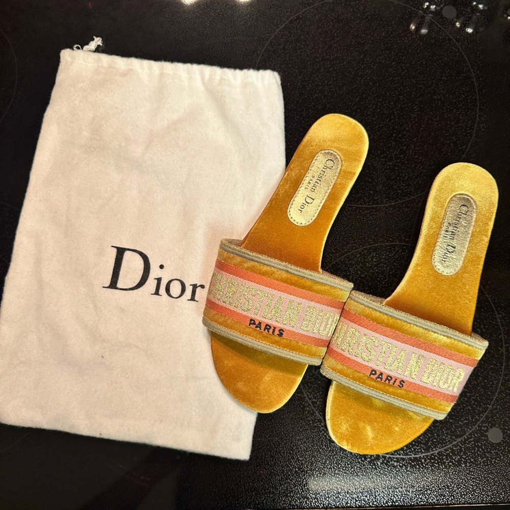 Christian Dior Slides velvet with Dustbag size 41 or US 10 - Picture 2 of 7